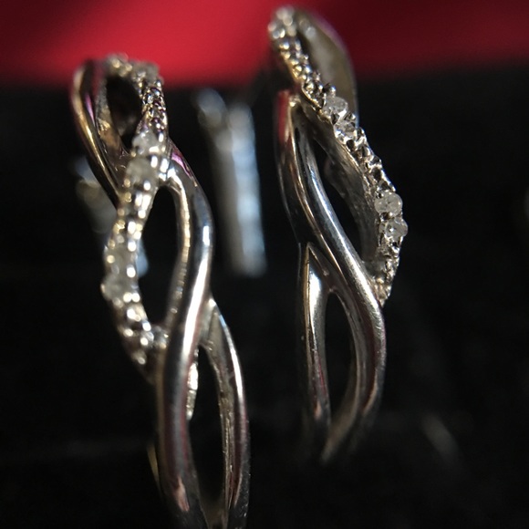 Genuine Diamond Lever-Back Earrings - Picture 5 of 8